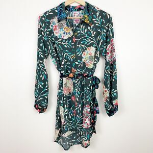 NWT Johnny Was Kashim Evanna Tunic Silk Belted Floral Button Down Size Small S